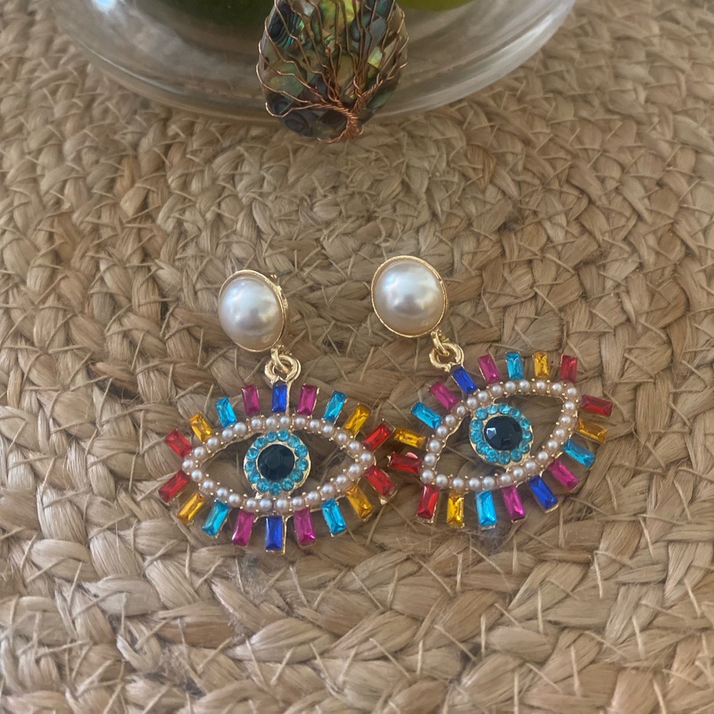 Evil Eye Protection BEAUTIFUL multicolor earrings, NEW!